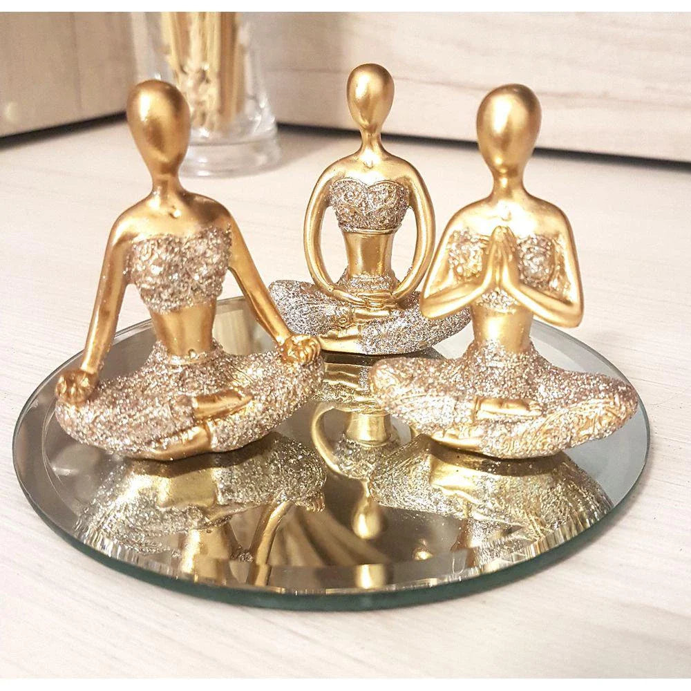 Conjunto Zen com Bandeja Espelhada - 03 estátuas