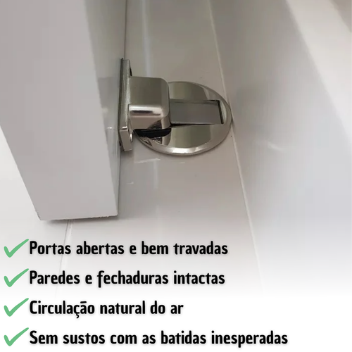 Batente de Porta Magnético Cromado Stop Door - COMPRE e GANHE!!