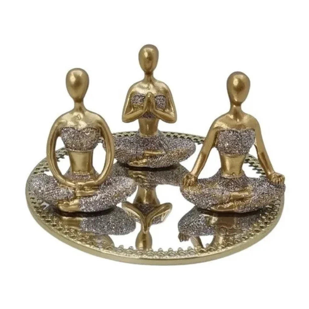 Conjunto Zen com Bandeja Espelhada - 03 estátuas